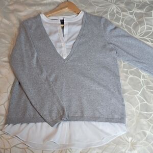Tommy Hilfiger Gray and White Layered Sweater